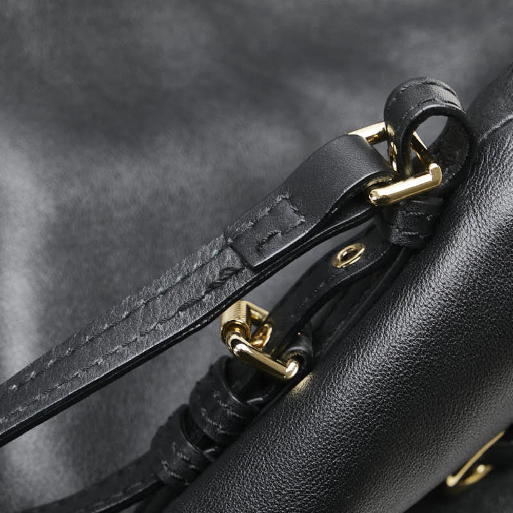 Burberry Nova Check Belt Motif Tote Bag Shoulder Black Leather - Picture 8 of 9